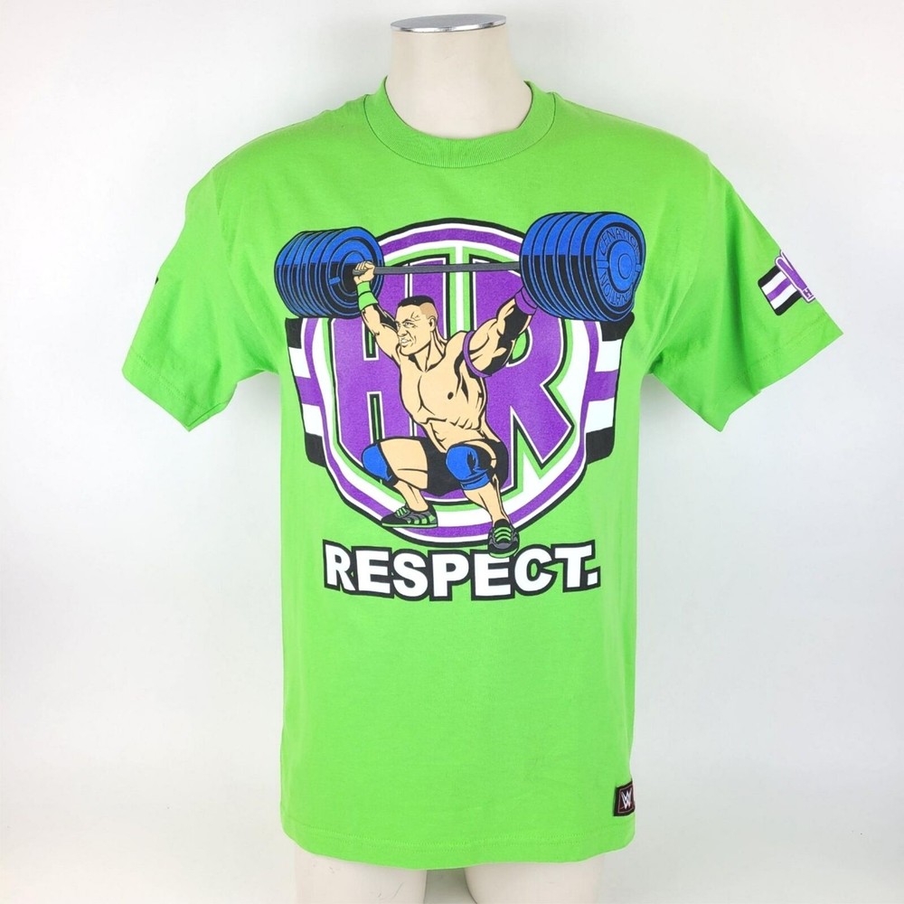 John Cena HLR Hustle Loyalty Respect Mens T-Shirt Medium Neon Green Graphic WWE